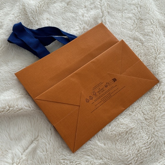 Louis Vuitton Orange Paper Gift Bag with Blue Cloth Handles - Picture 2 of 4